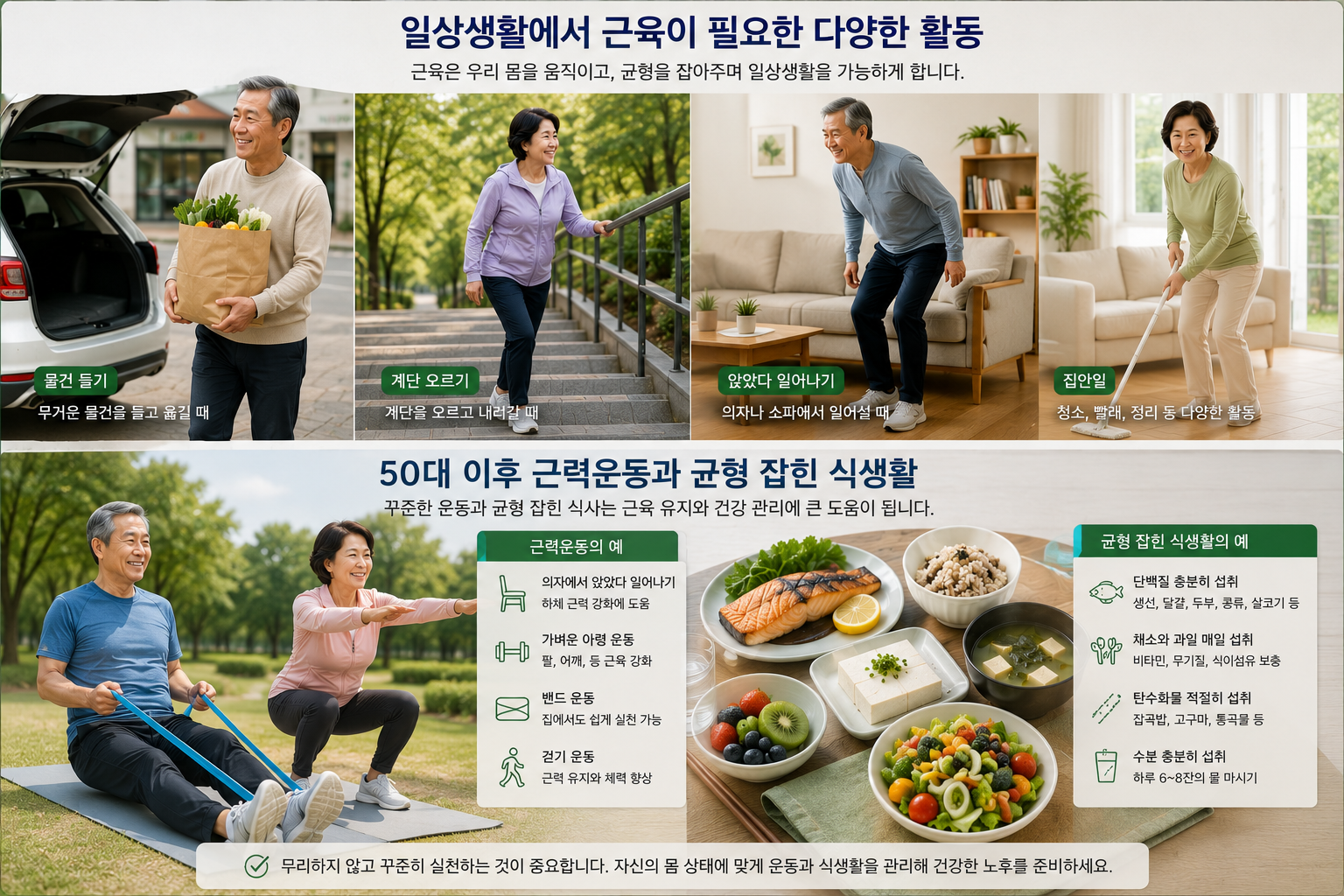 50대 이후 근력운동과 균형 잡힌 식생활