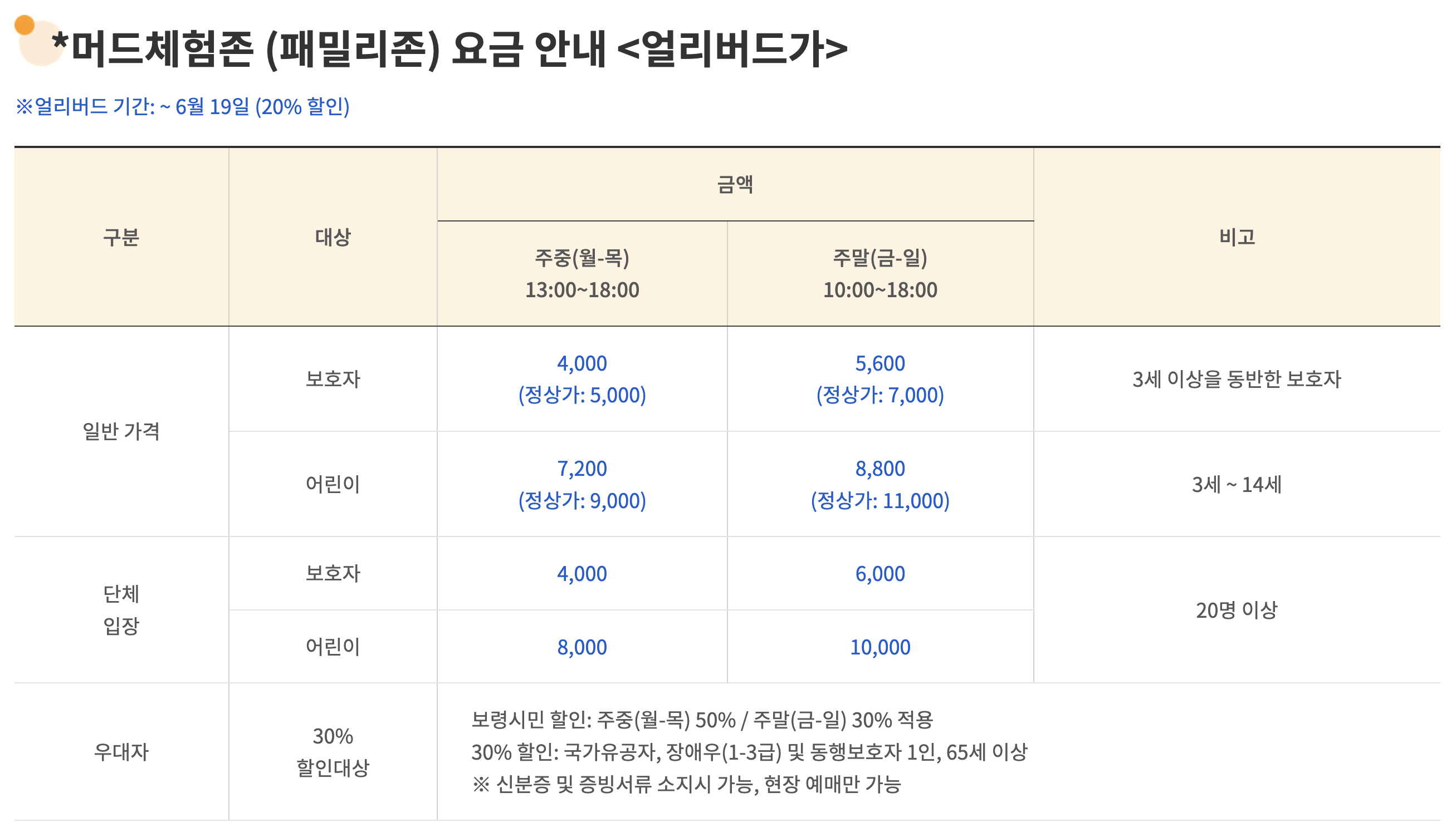 패밀리존 요금안내