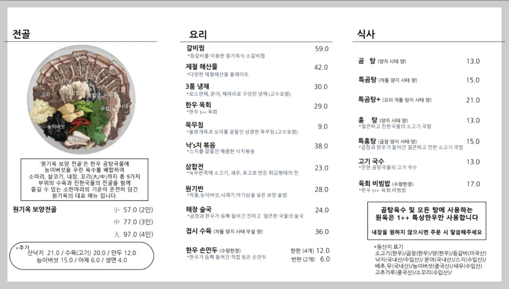 생생정보 원기옥 메뉴