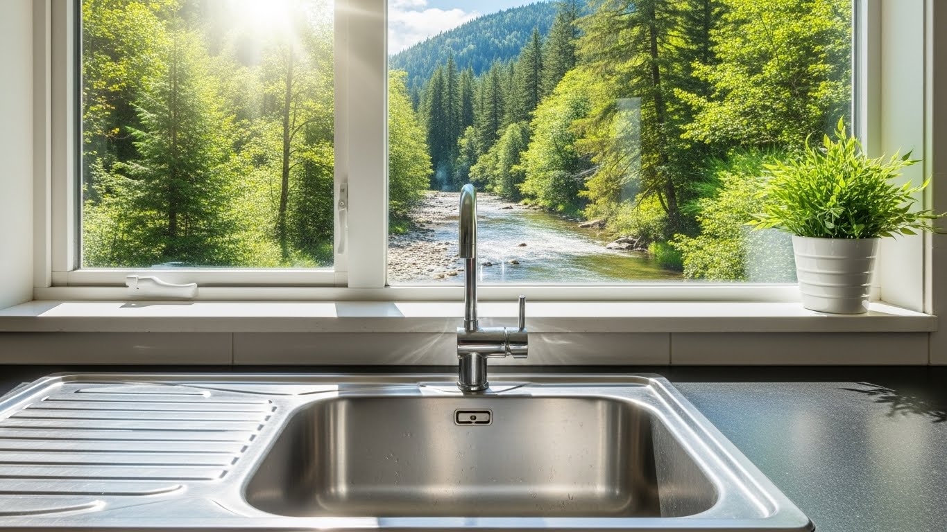 햇살이 비추는 주방 창가