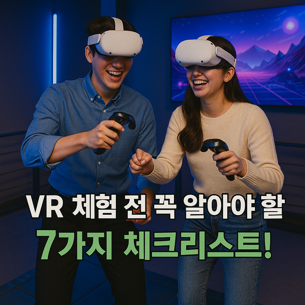 VR 체험방에서 함께 게임을 즐기며 웃는 커플