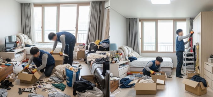 철원 고독사청소 및 정리중