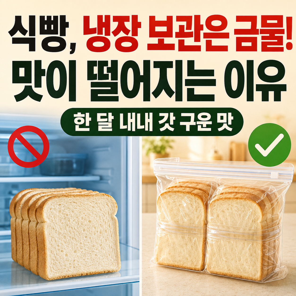 식빵 냉장 보관하면 오히려 맛이 떨어지는 이유 (한 달 내내 갓 구운 맛 공식)