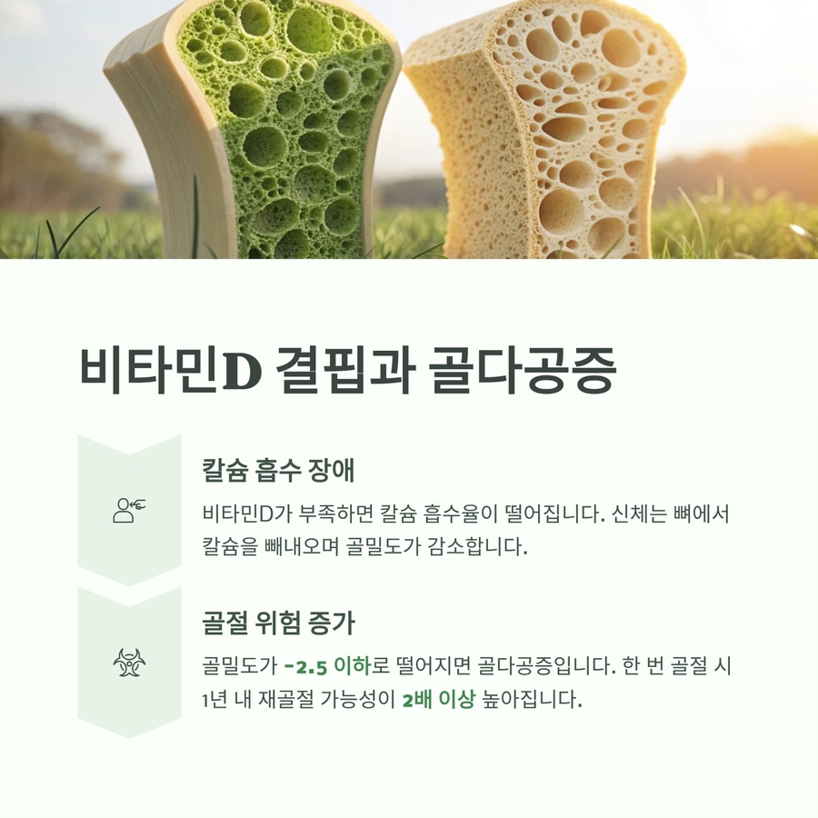 비타민D 결핍이 뼈 건강에 미치는 영향과 골다공증 위험