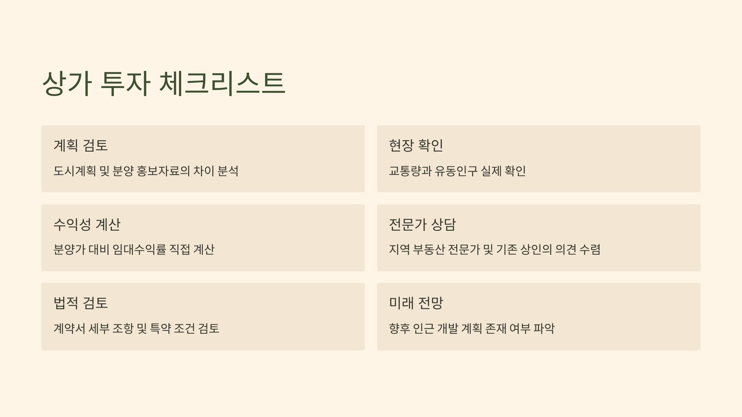 상가 투자 체크리스트