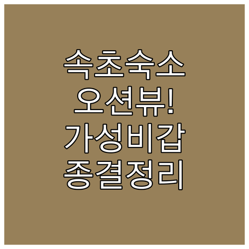 강원도 속초 여행 숙소 추천 및 가성..