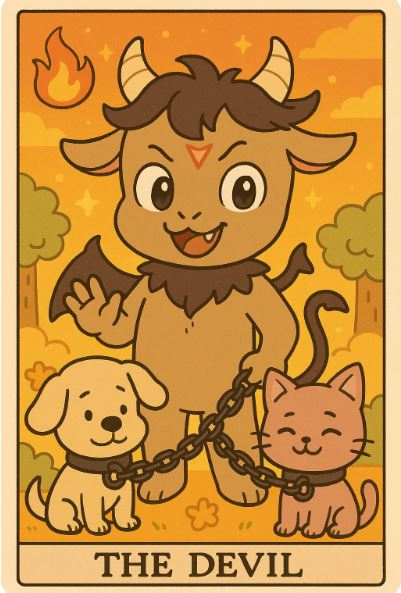 The Devil, 동물, The Devil 타로카드, 귀여운 동물 일러스트