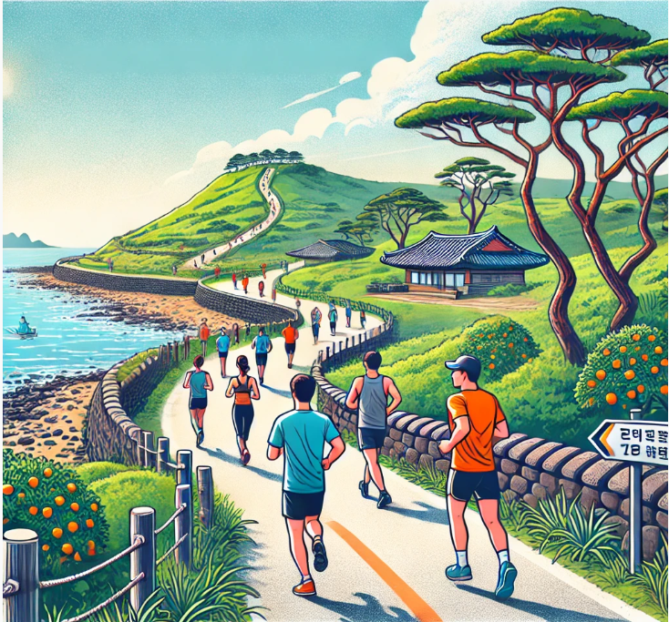 걷기와 달리기를 하고 있는 주민들 이미지