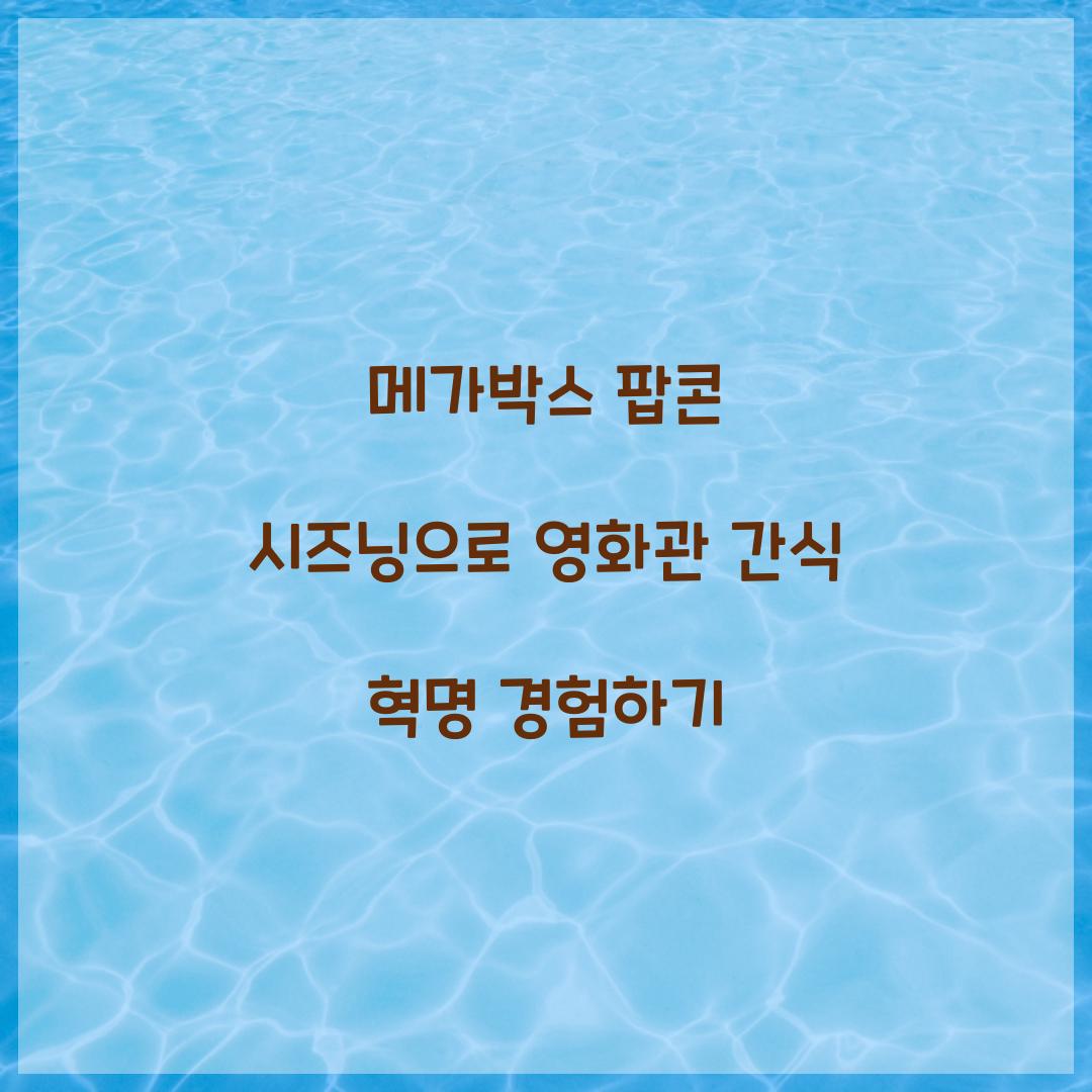 메가박스 팝콘 시즈닝