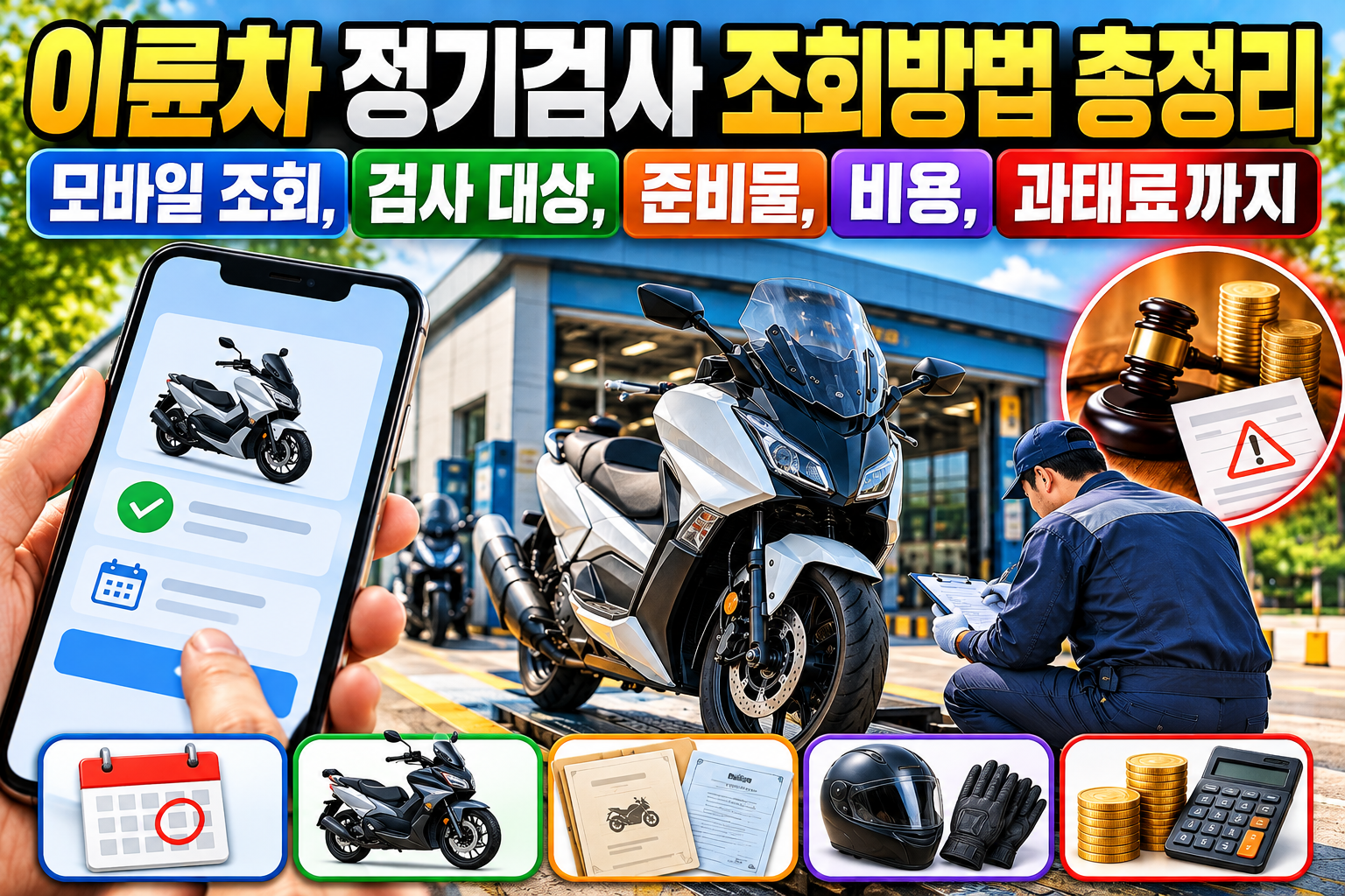 이륜차 정기검사 조회방법 총정리|모바일 조회, 검사 대상, 준비물, 비용, 과태료까지 관련 사진