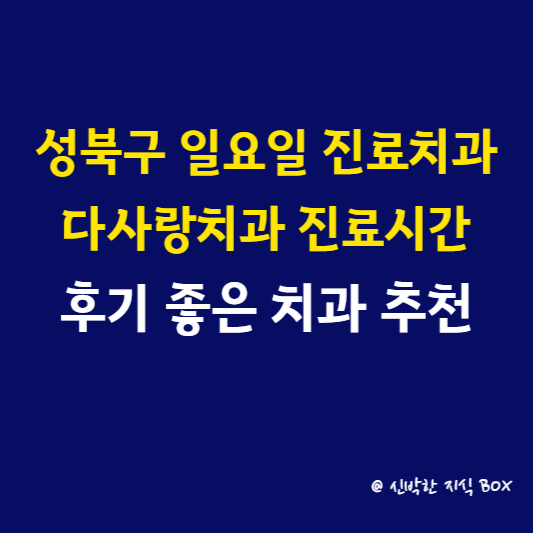 성북구 일요일 진료치과 다사랑치과 진료시간, 후기 좋은 치과 추천