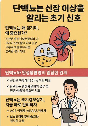 단백뇨는 신장 이상을 알리는 초기 신호, 만성콩팥병과의 관계