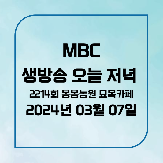 봉봉농원 묘목카페 생방송 오늘 저녁