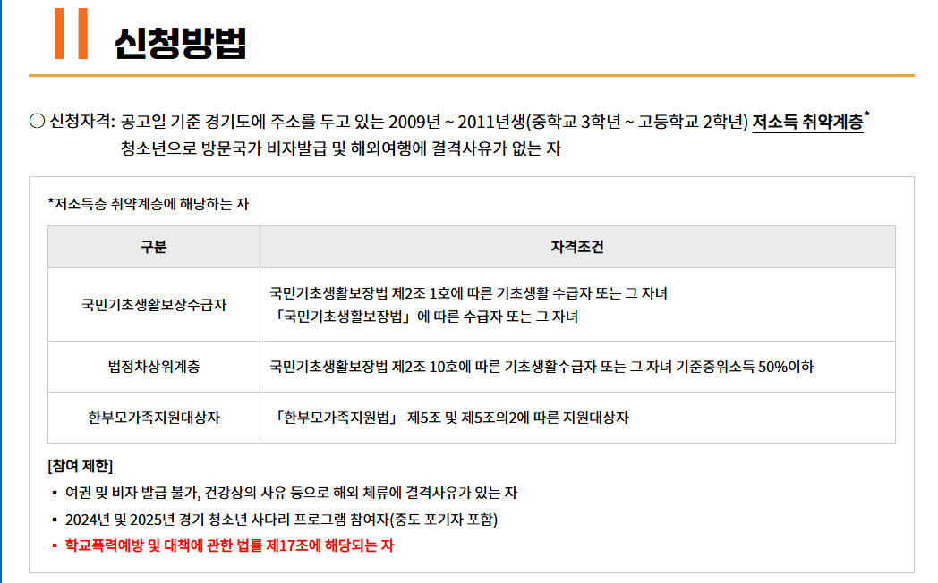 경기 청소년 사다리 사업 신청방법