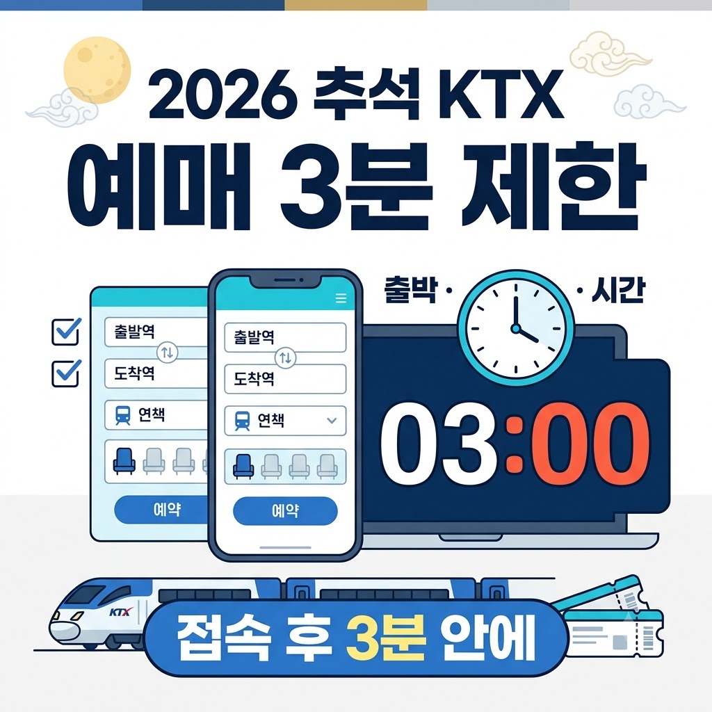 2026 추석 KTX 예매 전용페이지 접속 후 3분 제한과 예약 준비방법 안내 이미지