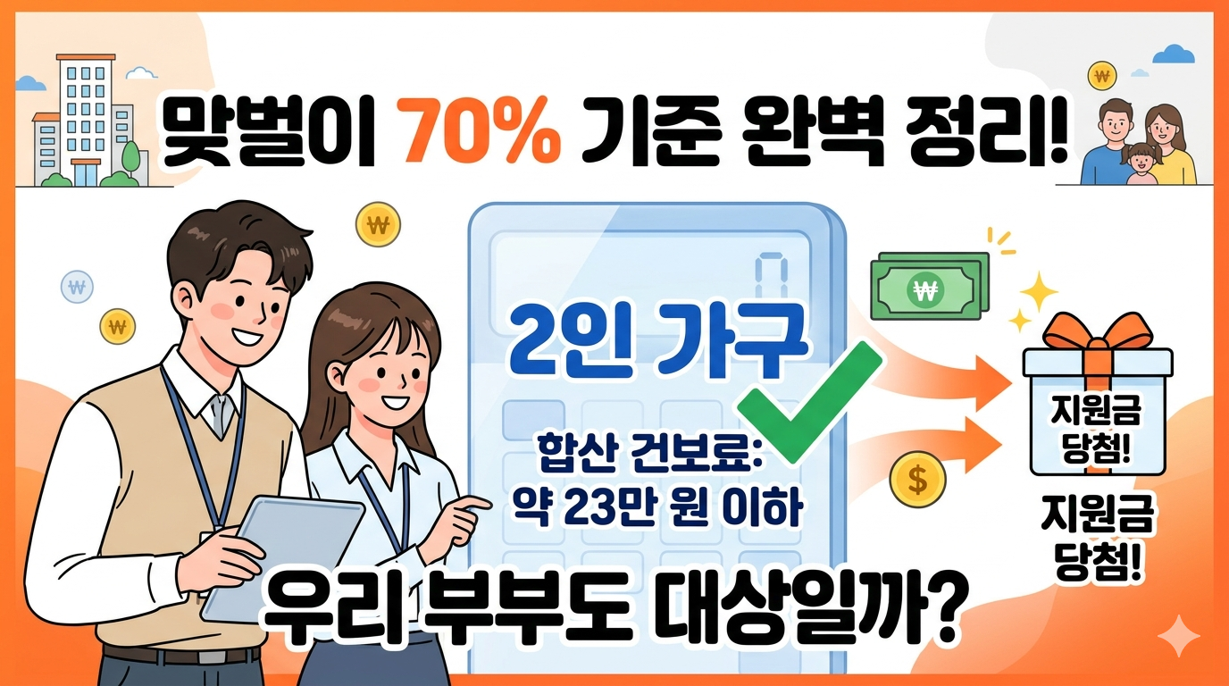 맞벌이 부부 지원금 기준, '소득 하위 70%' 계산법은 다릅니다! (건보료 합산 가이드)