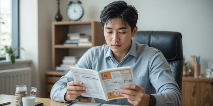 영양제 성분표를 확인하는 남성