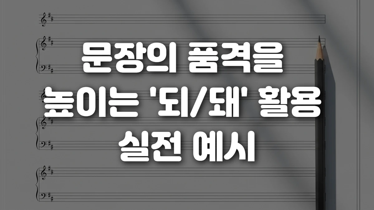 문장의 품격을 높이는 되 돼 활용 실전 예시