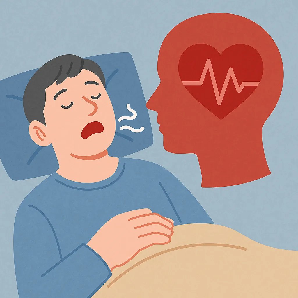 잠자는-중에-코를-고는-남성과-심장-건강-문제를-암시하는-일러스트