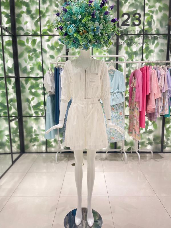 듀엘 스트라이프 집업 점프슈트 L222PSE067