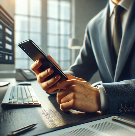 핸드폰을 보고 있는 이미지