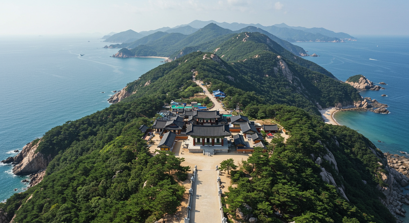 두륜산 정상에서 본 대흥사 전경