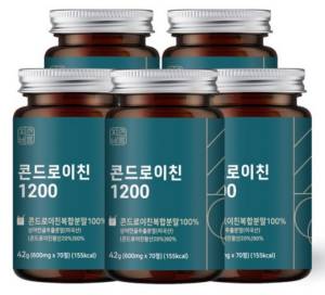 자연바름 콘드로이친 1200 상어 연골 칼슘 분말 가루 정 70정&#44; 5개