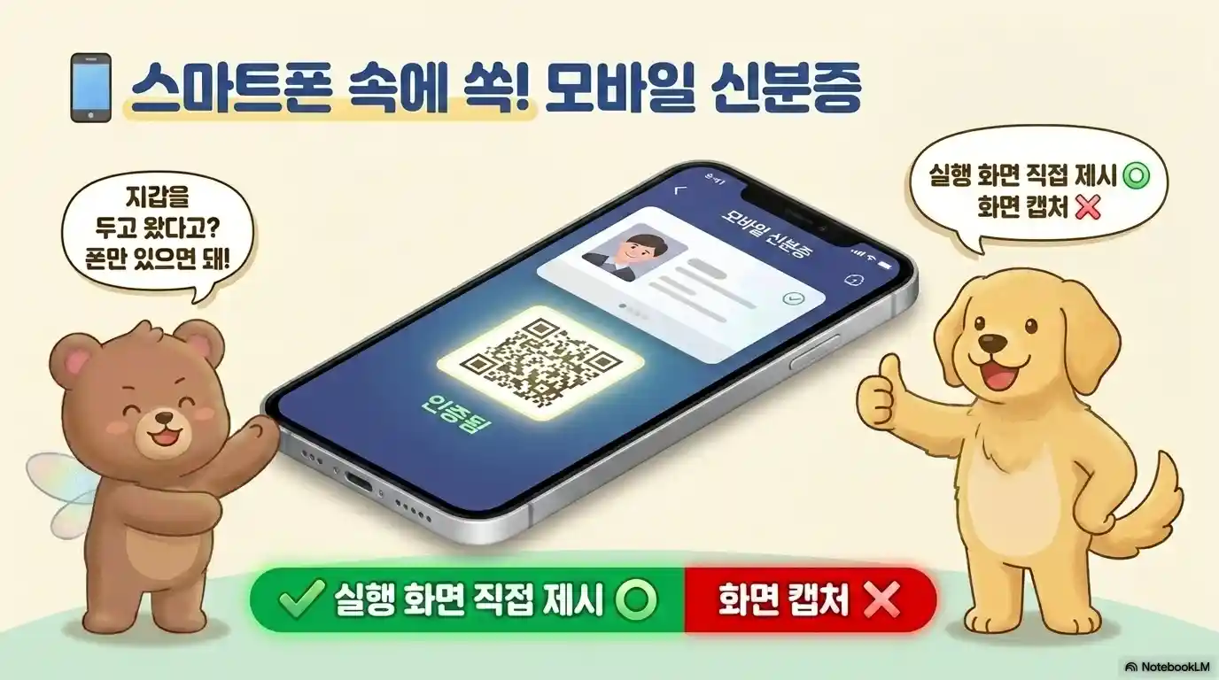 모바일 신분증 사전투표 사용법 - 스마트폰 앱 실행 화면 직접 제시 인정 화면 캡처 저장 이미지 불인정 비교