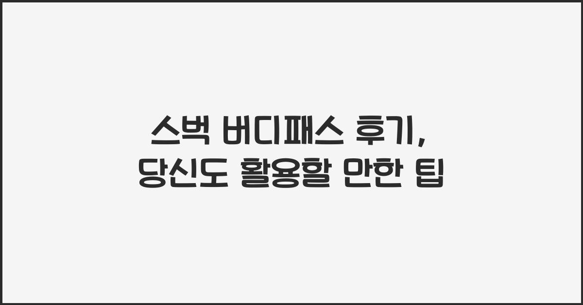 스벅 버디패스 후기