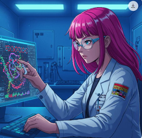 유전자 지도를 보고 있는 의사