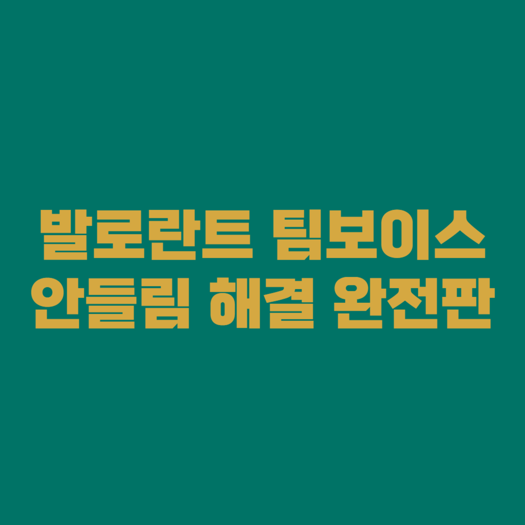 발로란트 팀보이스 안들림 해결 완전판