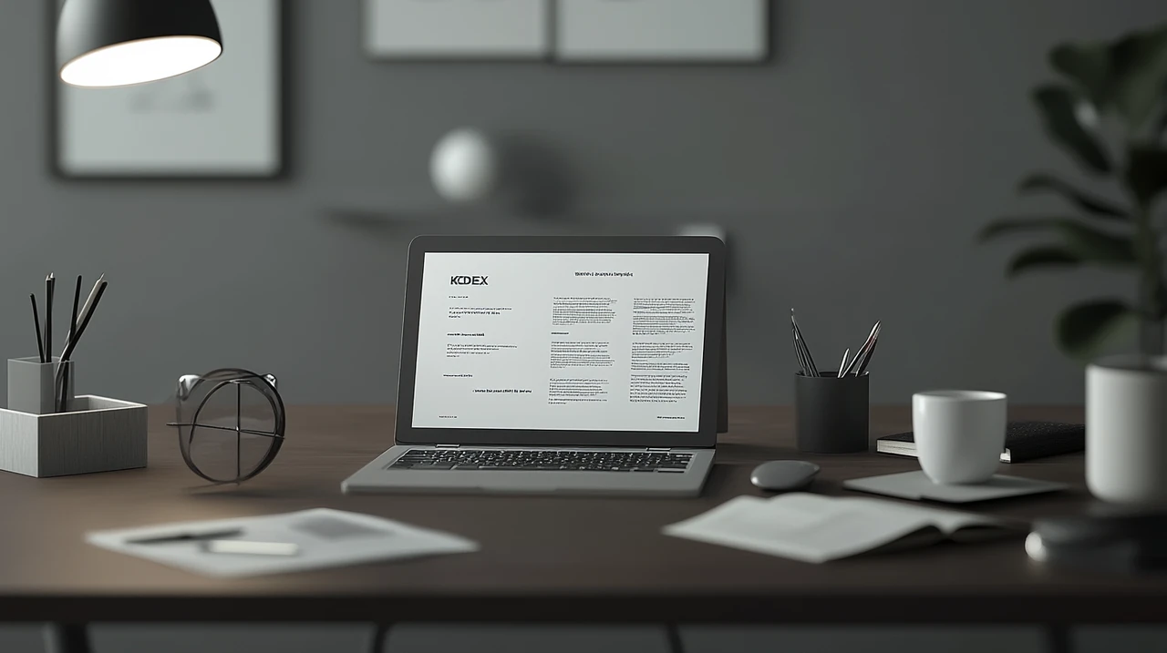 KODEX 중국 ETF 안내서의 세부 모습, 미래지향적 금융 상품과 깔끔한 디자인 강조, 혁신적이고 체계적인 정보 제공