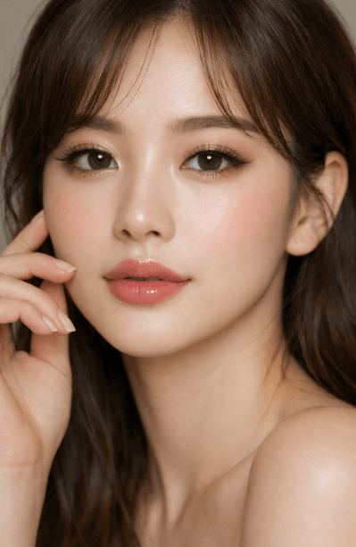 중안부 축소 화장법으로 메이크업한 여자