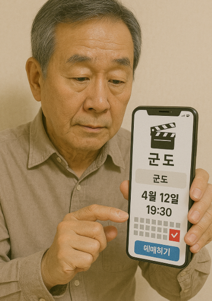 폰으로 영화예매 하는 사진