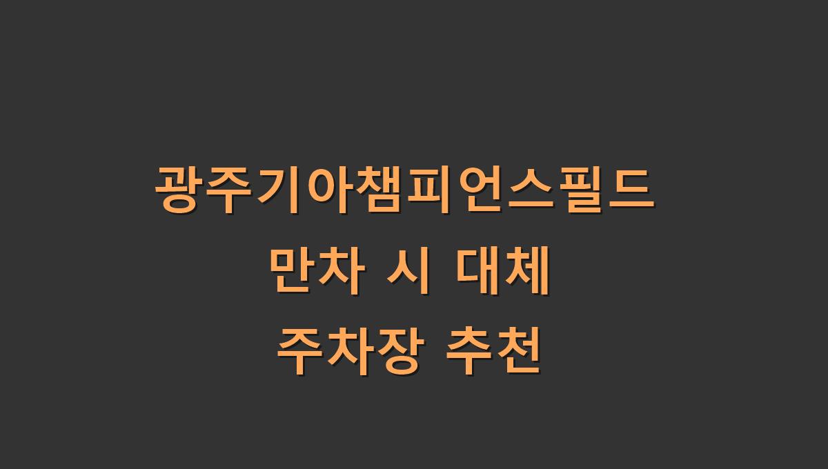 광주기아챔피언스필드 만차 시 대체 주차장 추천