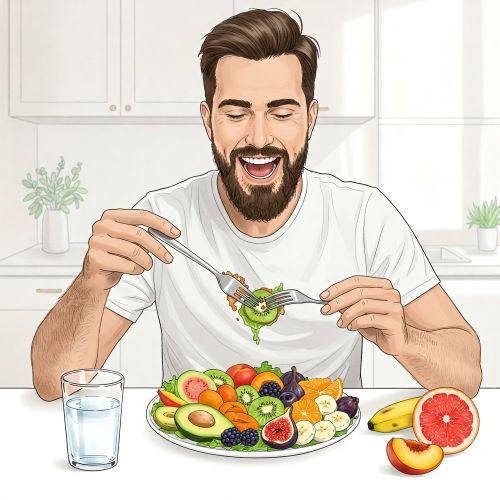 단백질이 함유된 과일을 먹고 있는 남성