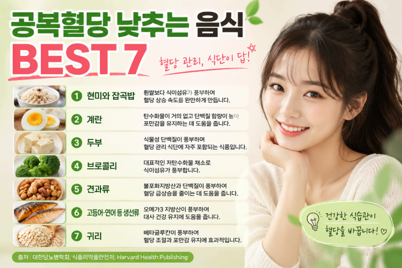 공복혈당 낮추는 음식 BEST 7 이미지사진