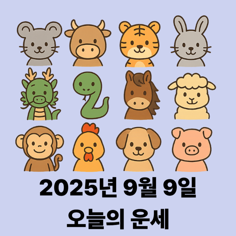 2025년 9월 9일 띠별 오늘의 운세