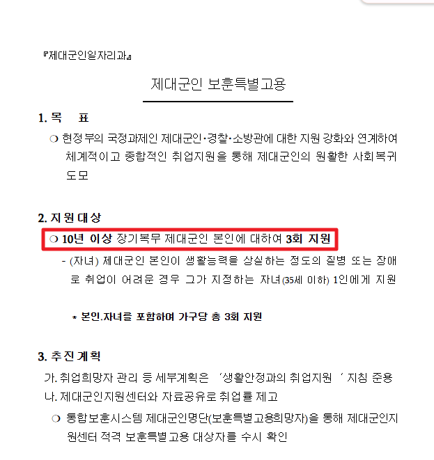 장기복무제대군인 취업지원