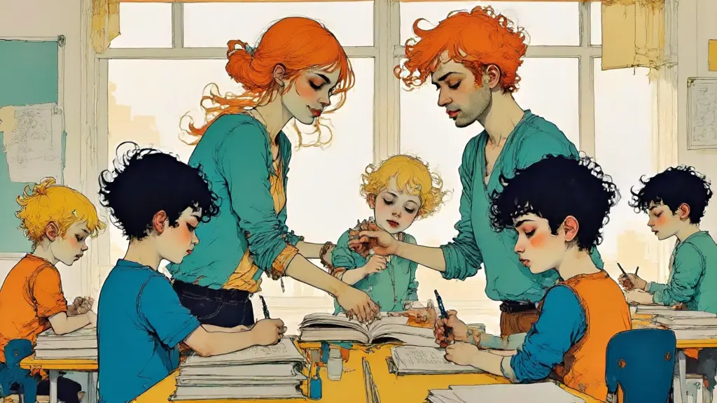 교실에서 공부하는 아이들