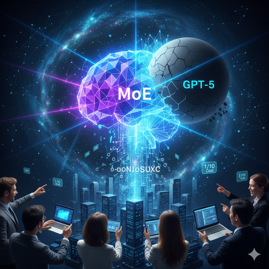 Kimi K2 Thinking의 강력한 성능과 GPT-5를 뛰어넘는 에이전트 기능을 시각적으로 표현한 이미지예요.