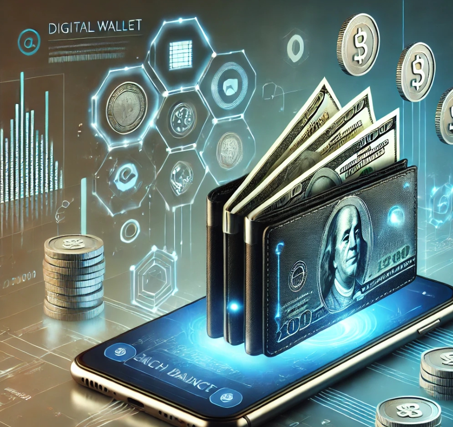 핸드폰 안에 있는 디지털 지갑안에 화페가 있다.