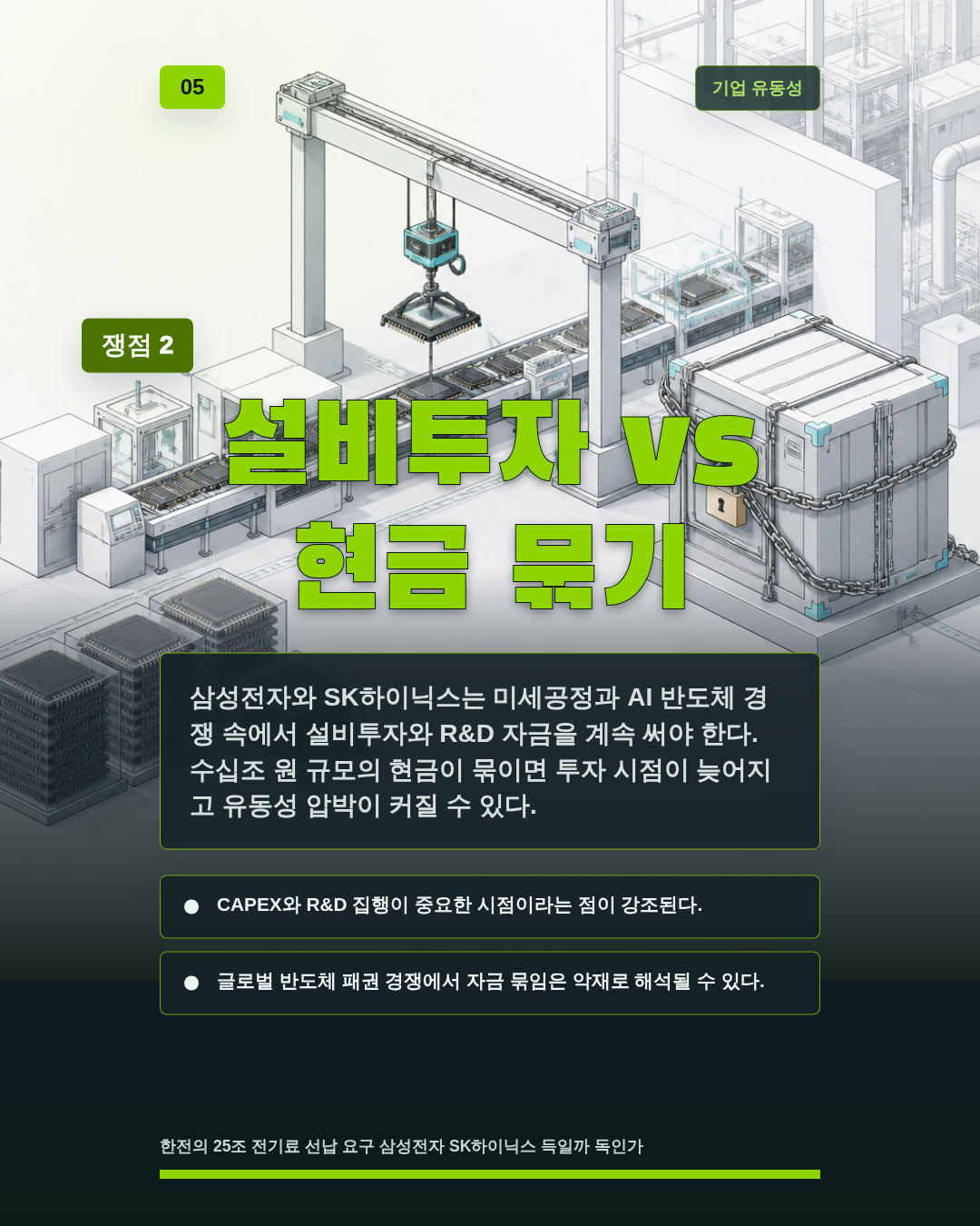 설비투자 vs 현금 묶기