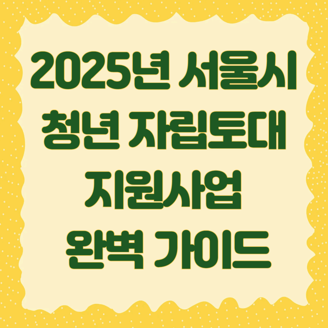 2025년 서울시 청년 자립토대 지원사업 완벽 가이드