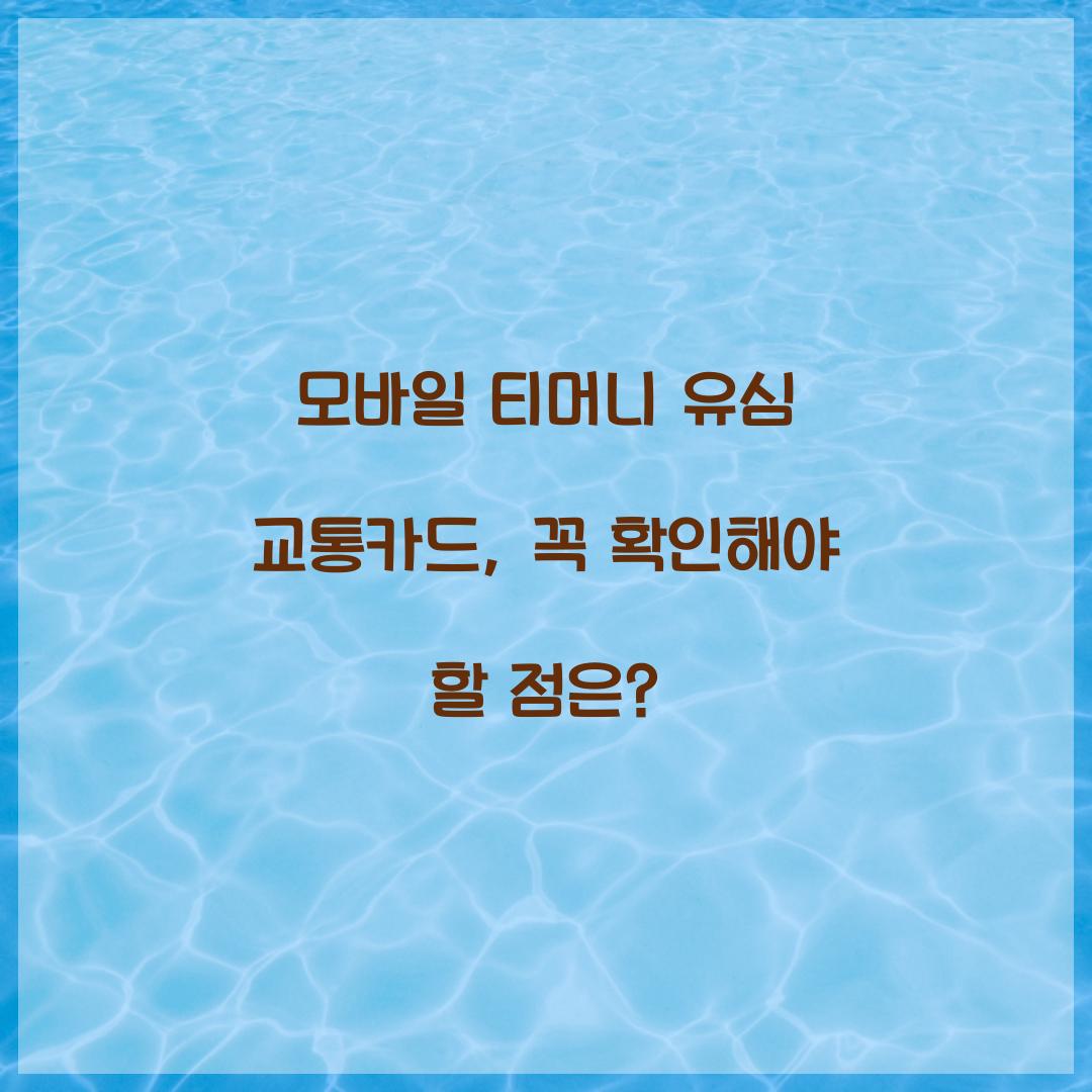 모바일 티머니 유심 교통카드