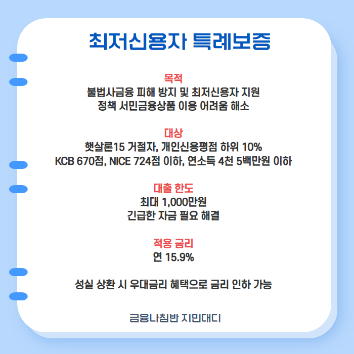 기대출과다자 추가대출 서민금융진흥원 최저신용자 특례보증 01