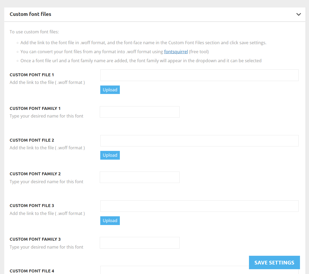 사용자 정의 글꼴 업로드