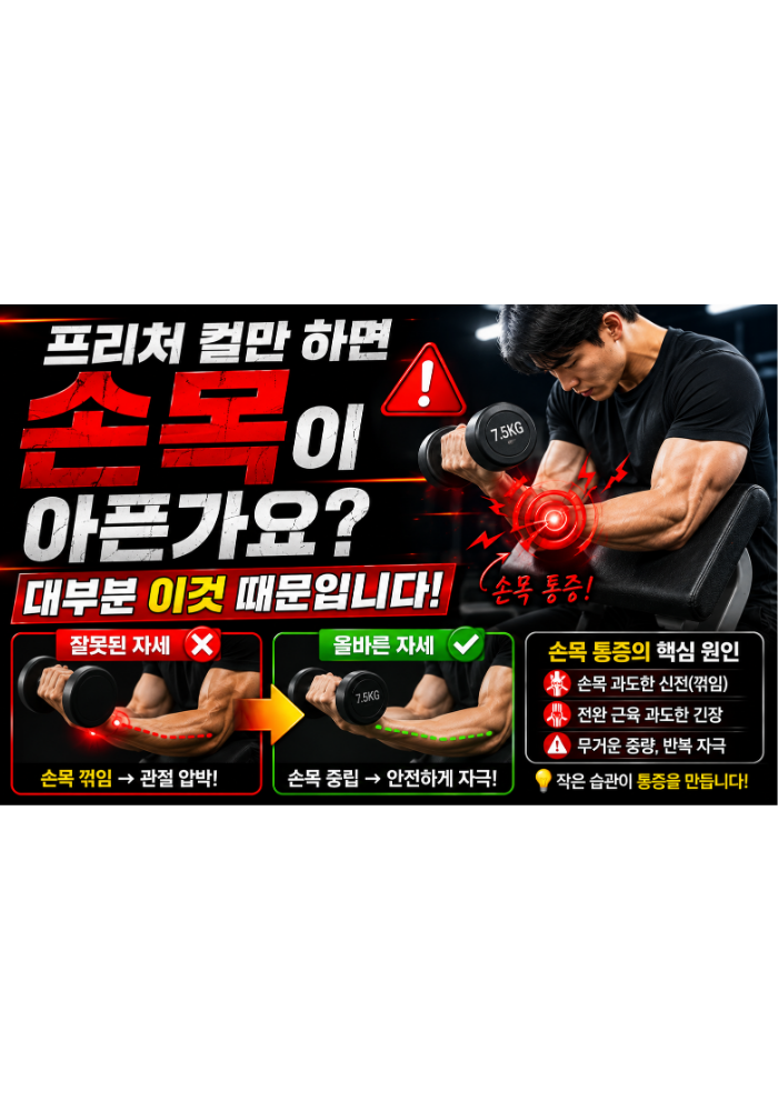 프리처 컬만 하면 손목이 아픈가요