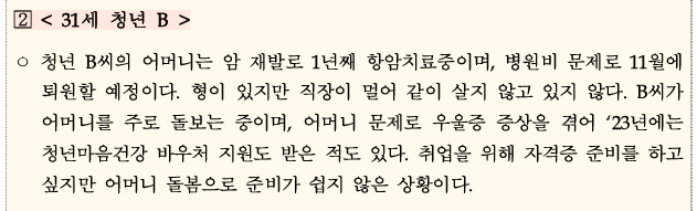 발굴 지원 사례 - 31세 청년