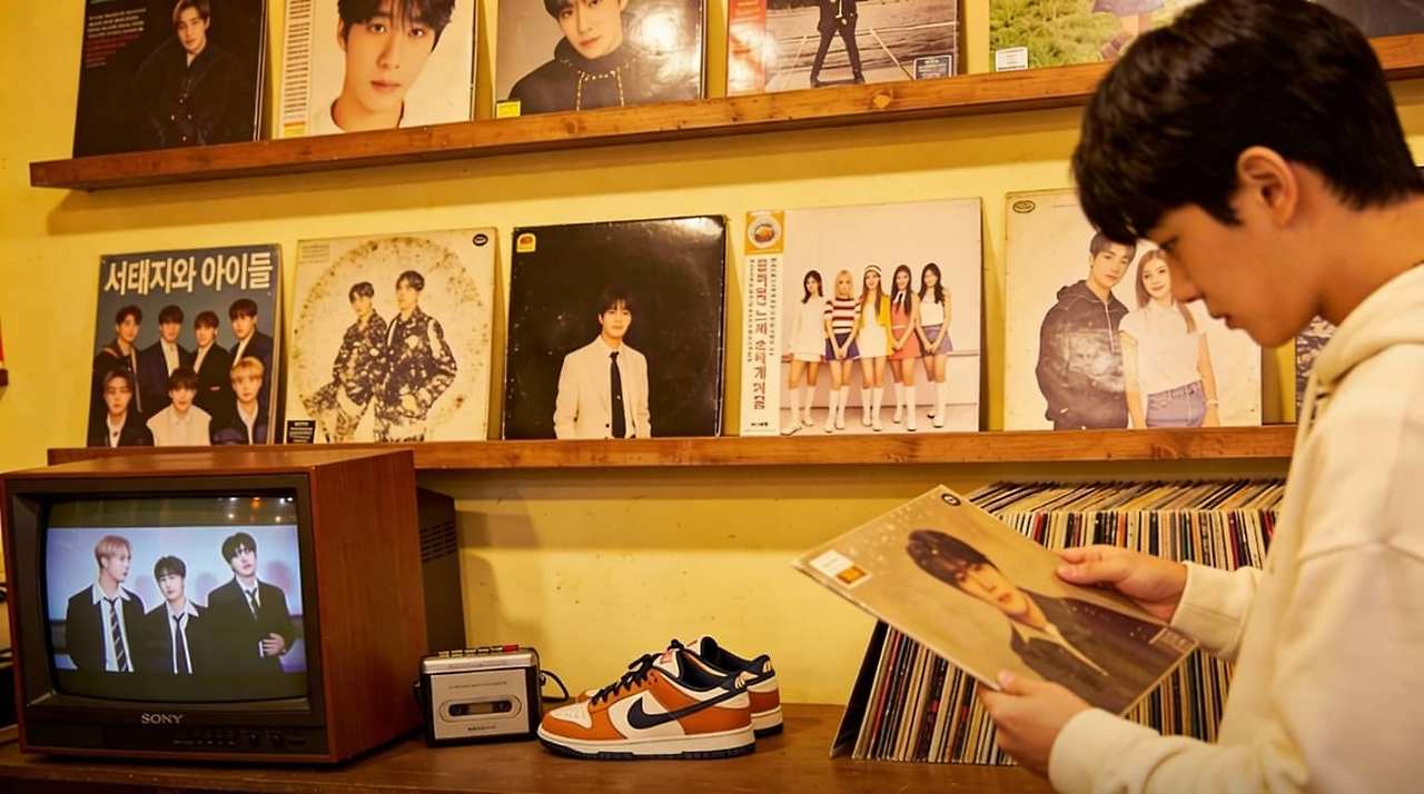 홍대 빈티지 샵 LP판 진열대